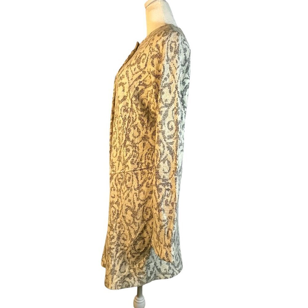 Cynthia Rowley Wool Blend Tapestry Knit Coatigan M Cream Gray - Picture 3 of 11